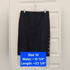 Worthington Pencil Skirt with Gold Snap Button Accents, EUC, Size 10
